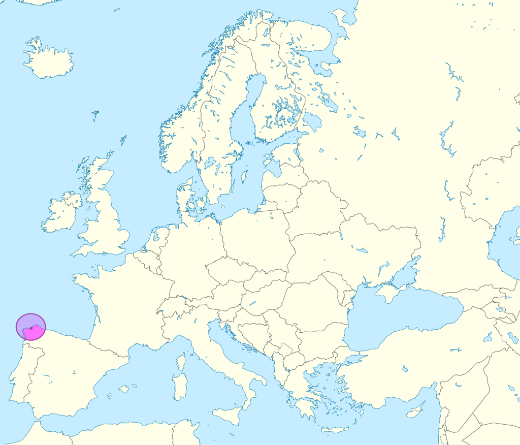 Mapa de ubicación de La Coruña.