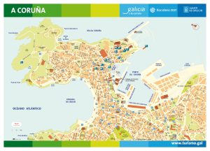 Plano turístico de la ciudad de La Coruña