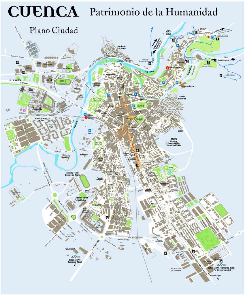 Mapa de la ciudad de Cuenca (España).