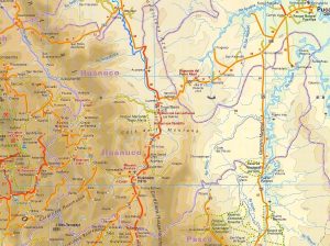 Mapa topogr&aacute;fico del departamento de Hu&aacute;nuco.