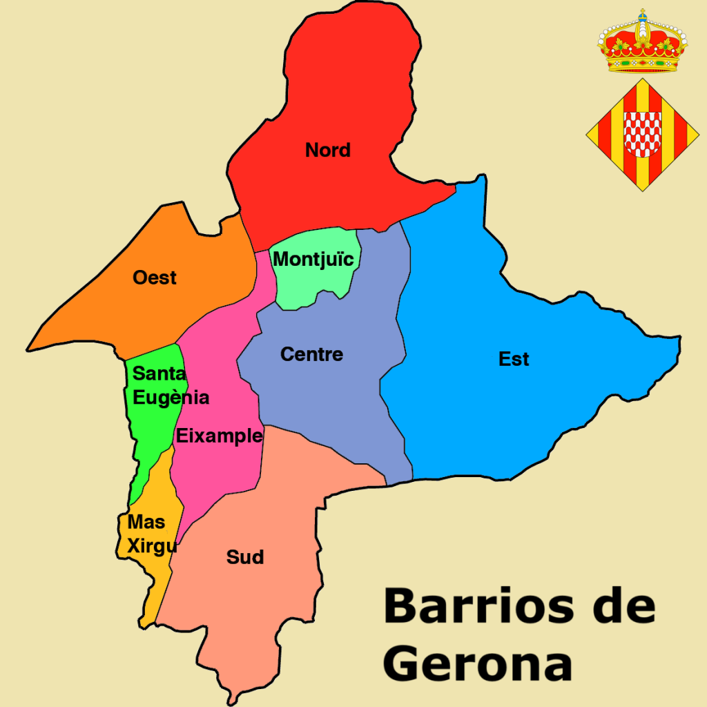 Plano de los barrios de Gerona.