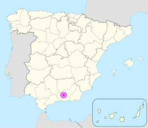 Mapa de ubicación de Granada en España.