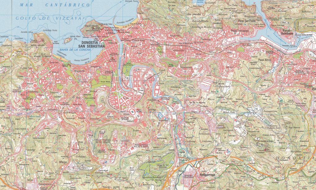 Mapa de San Sebastián (Guipúzcoa).