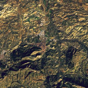 Vista satelital de Jaén y su entorno. Vista satelital de Jaén y su entorno.