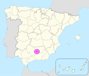 Mapa de ubicación de Jaén en España.