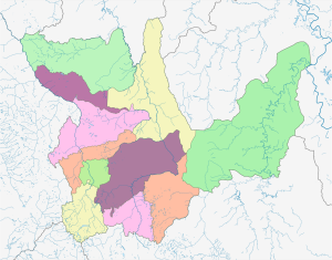 Mapa mudo coloreado del departamento de Hu&aacute;nuco.