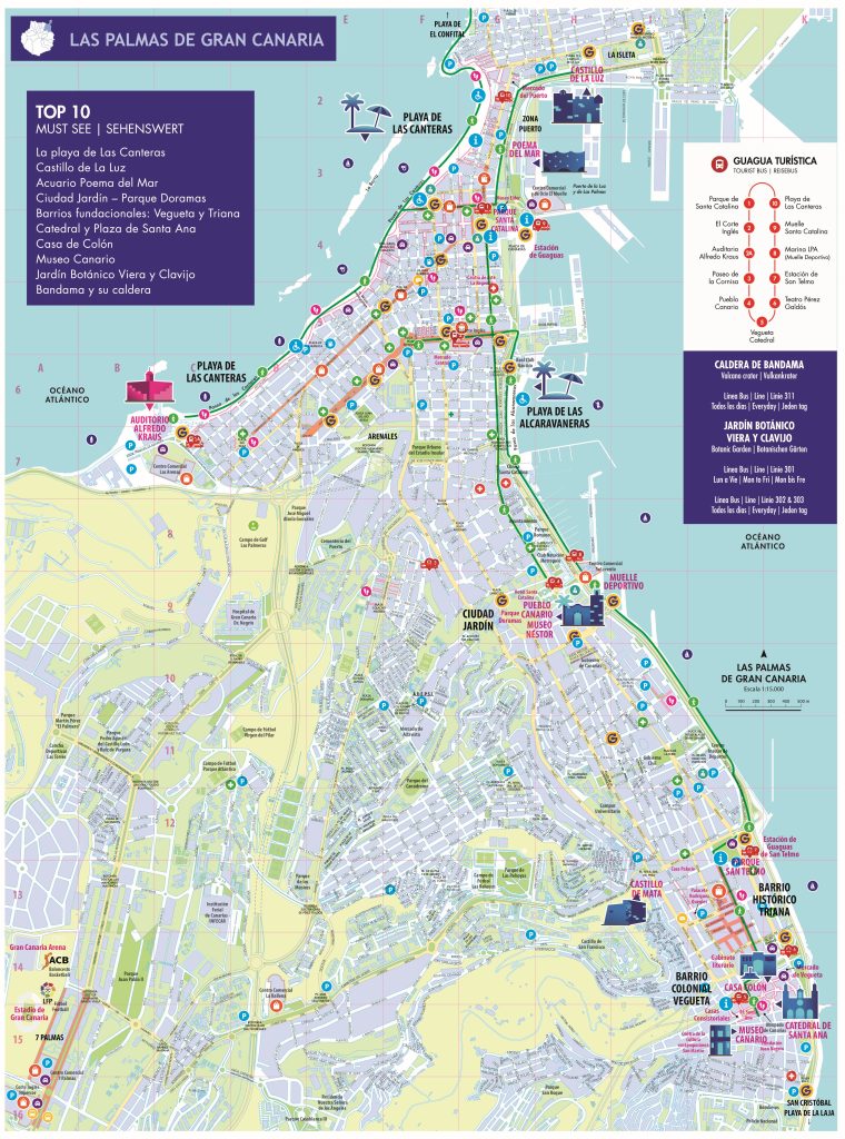 Plano turístico de Las Palmas de Gran Canaria.