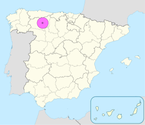 Mapa de ubicación de León en España.