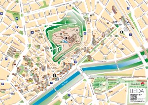 Plano turístico del centro de Lérida.