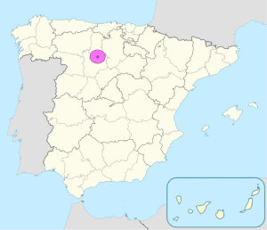 Mapa de ubicación de Palencia en España.