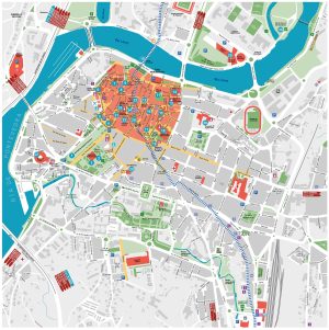 Plano turístico de la ciudad de Pontevedra
