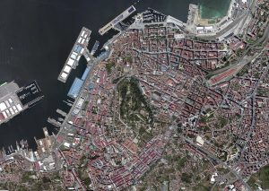 Vista aérea del centro de Vigo.