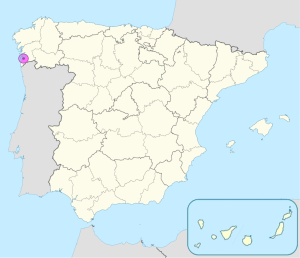 Mapa de ubicación de Vigo en España.