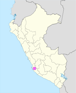 Mapa de ubicaci&oacute;n de la ciudad de Ica en Per&uacute;.