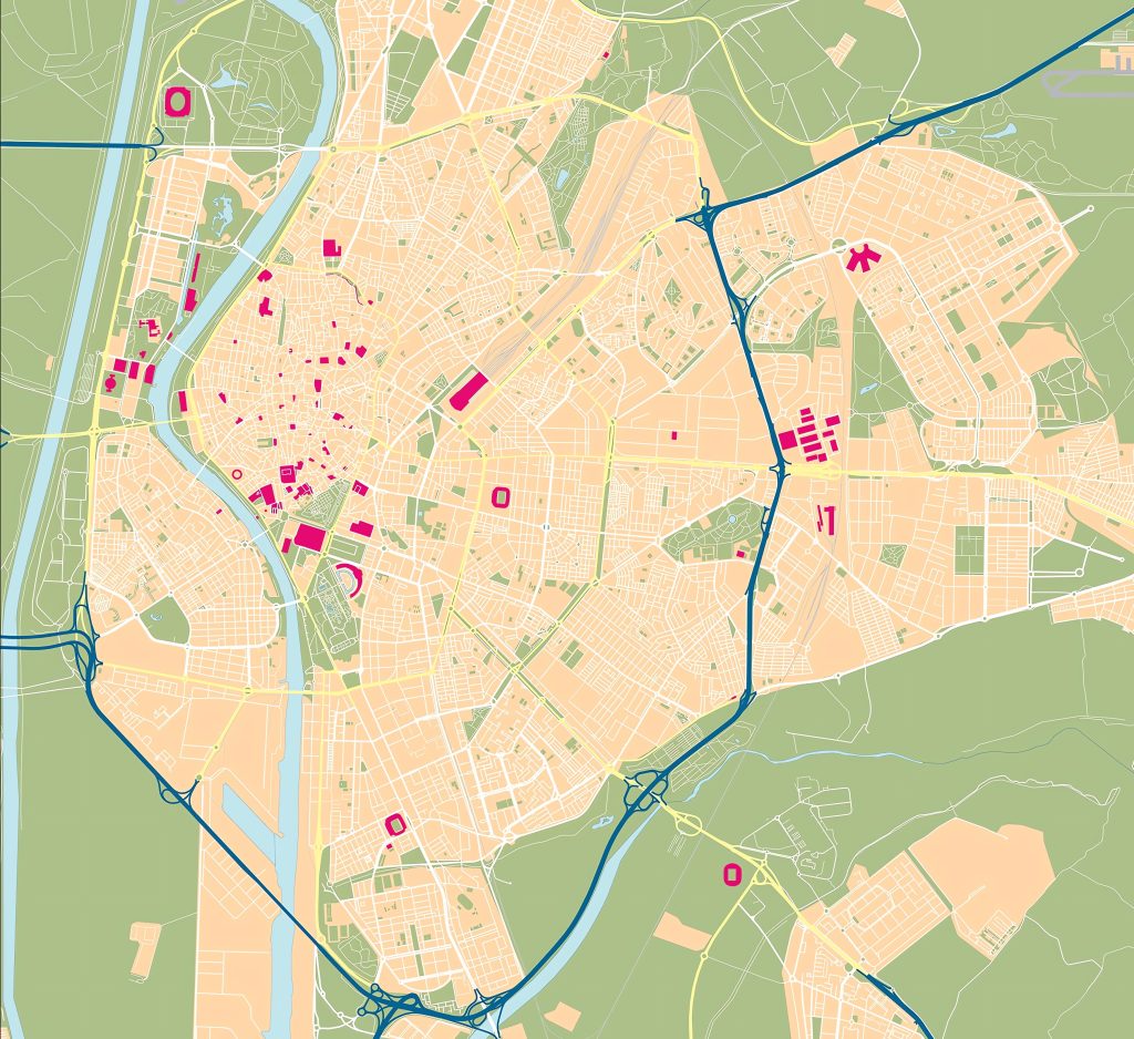 Mapa mudo de Sevilla.