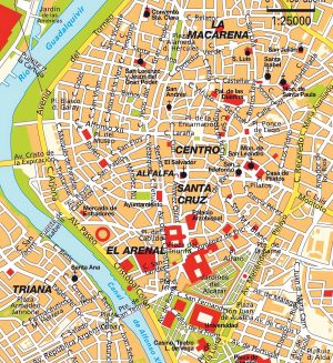 Plano del casco histórico de Sevilla