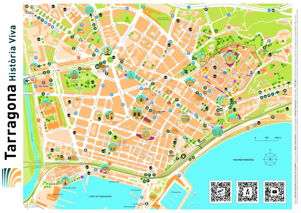 Plano turístico de la ciudad de Tarragona.