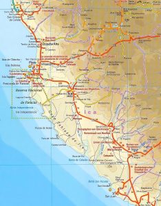 Mapa topogr&aacute;fico del departamento de Ica.
