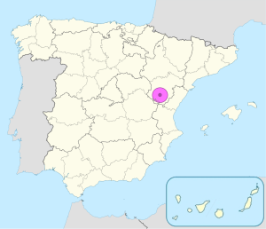 Mapa de ubicación de Teruel en España.