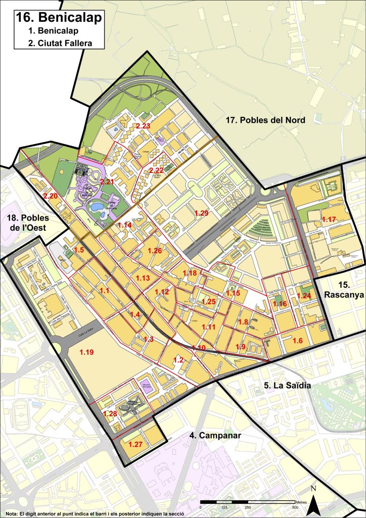 Plano del distrito de Benicalap.