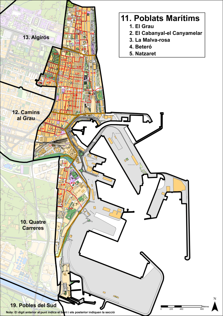 Plano del distrito de Poblados Marítimos.