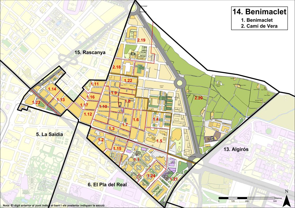 Plano del distrito de Benimaclet