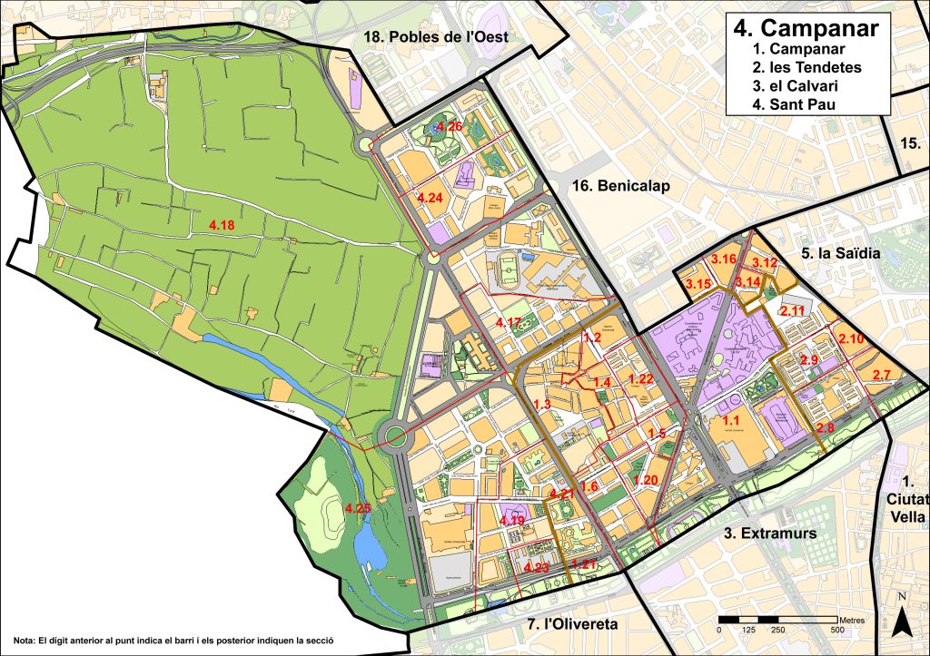 Plano del distrito de Campanar.