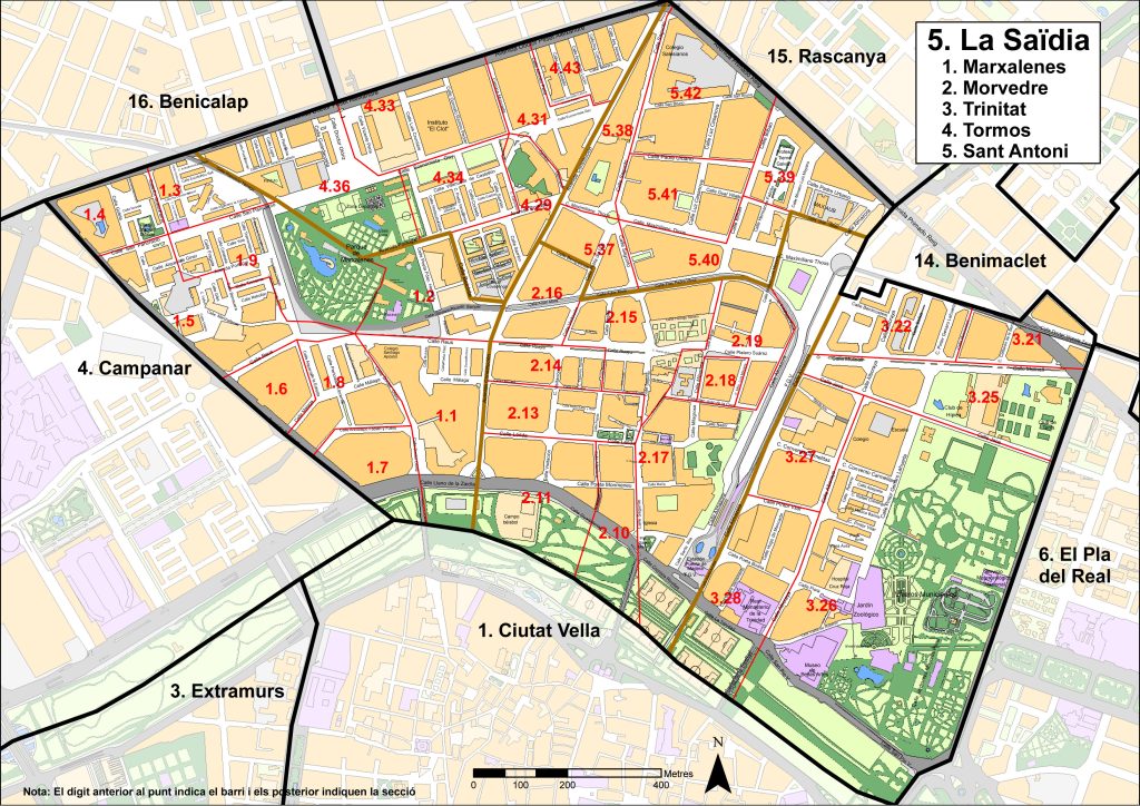 Plano del distrito de La Zaidía.