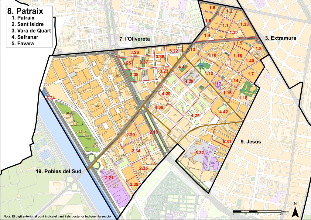 Plano del distrito de Patraix.