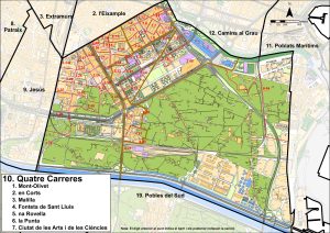 Plano del distrito de Quatre Carreres