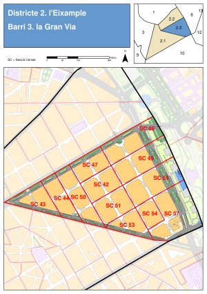 Plano del barrio de Gran Vía (Valencia)