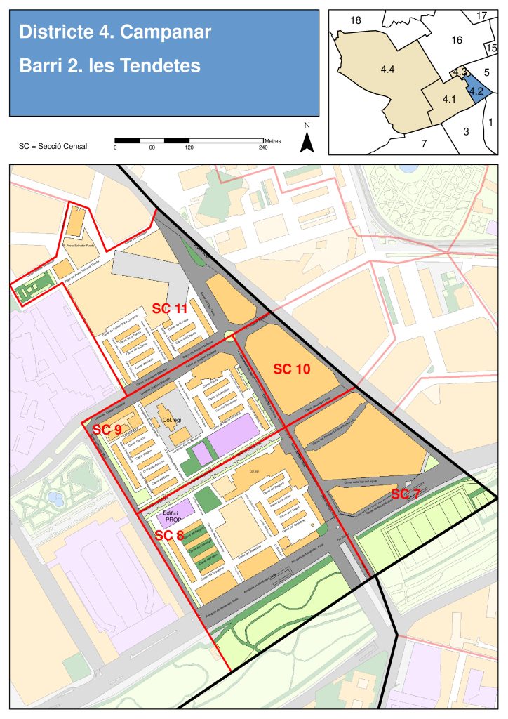 Plano del barrio de Les Tendetes.