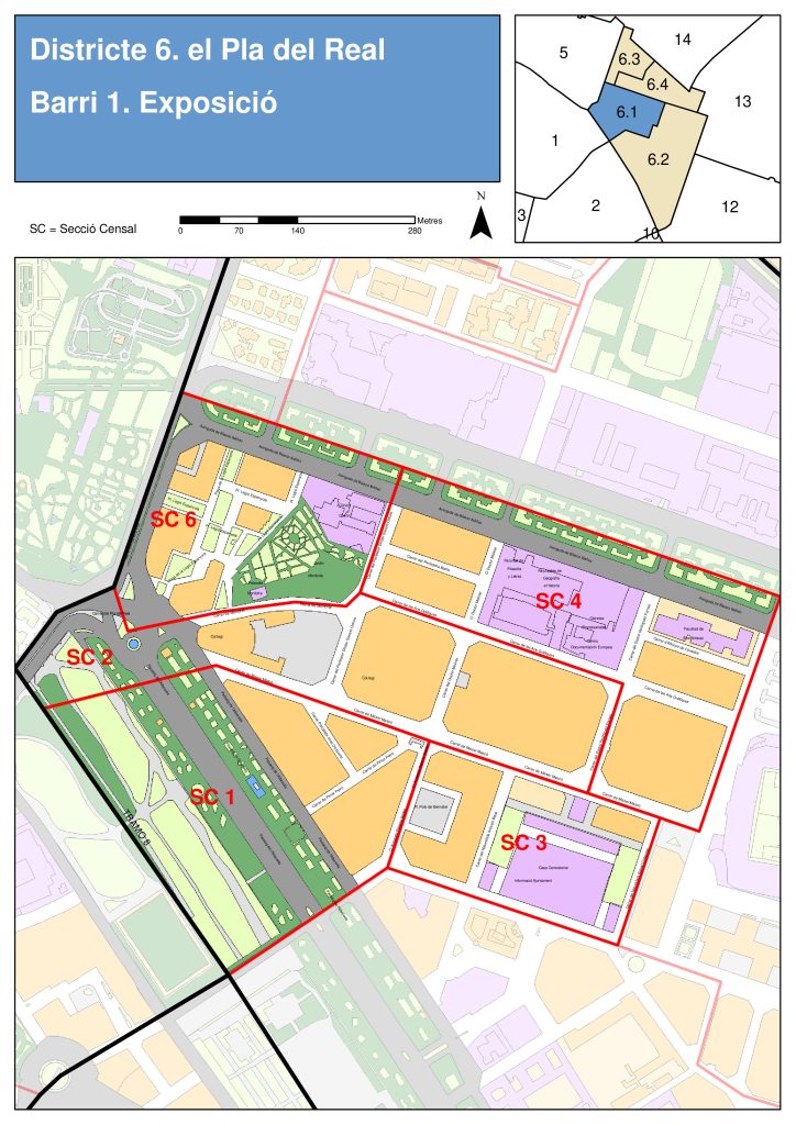 Plano del barrio de Exposición (Valencia).