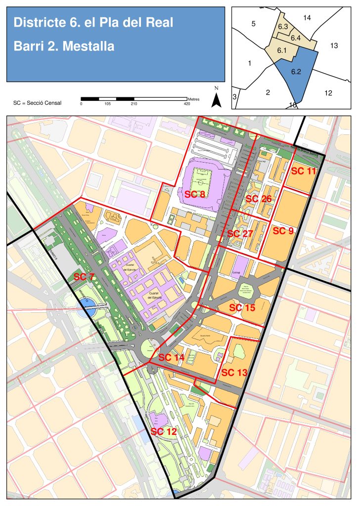 Plano del barrio de Mestalla.