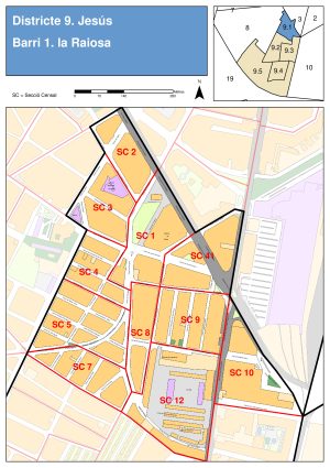 Plano del barrio de La Raiosa