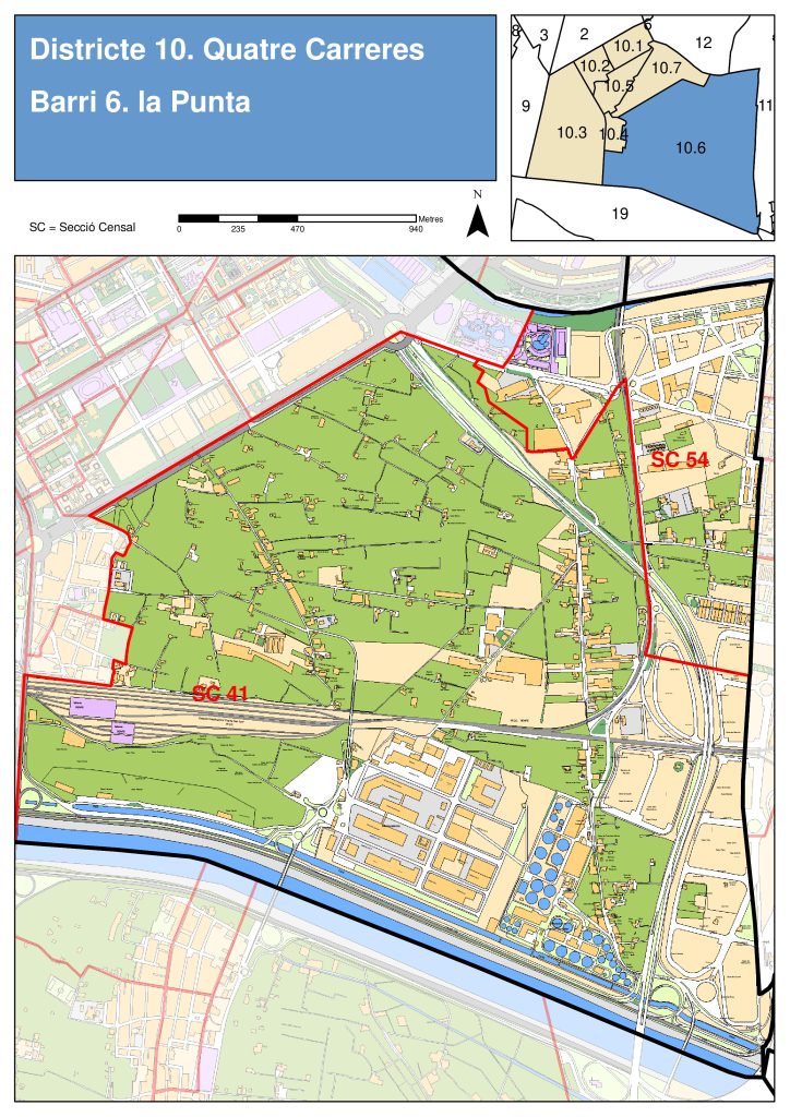 Plano del barrio de La Punta (Valencia).