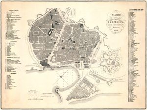 Plano de la ciudad de Barcelona 1852