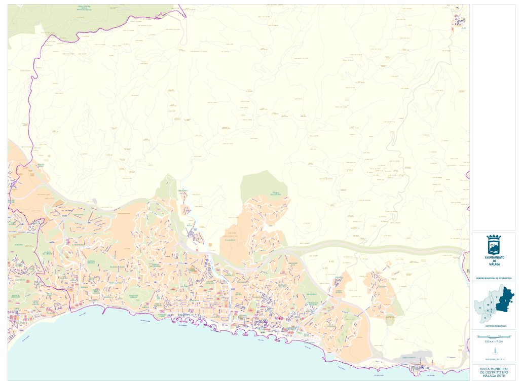Plano del distrito Málaga Este (Málaga).