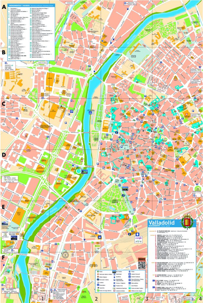 Plano turístico de la ciudad de Valladolid.