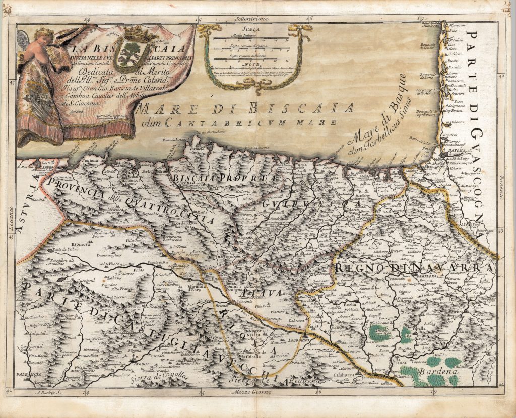 La Biscaia: divisa nelle sue 4 parti principali 1696.
