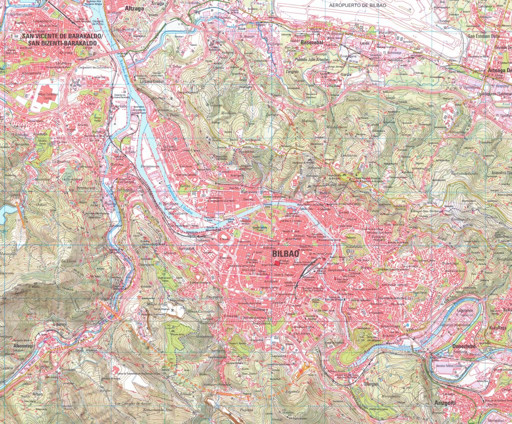 Mapa de accesos por carretera a Bilbao.