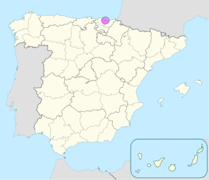 Mapa de ubicación de Bilbao en España.