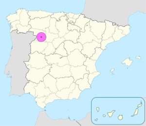 Mapa de ubicación de Zamora en España.