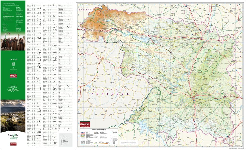 Mapa de carreteras de la provincia de Zamora.