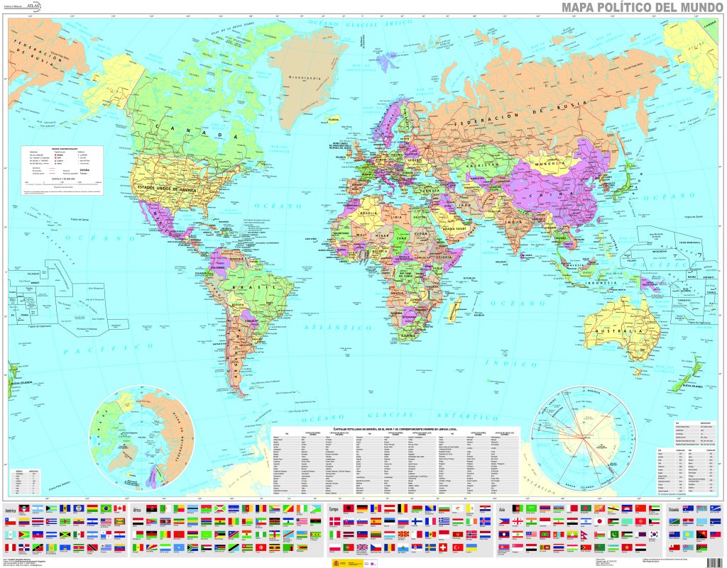 Mapa mundial con las principales ciudades.
