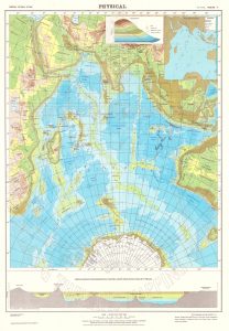 Mapa físico del océano índico.