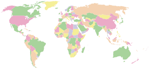 Mapa político mundial mudo que muestra los países.
