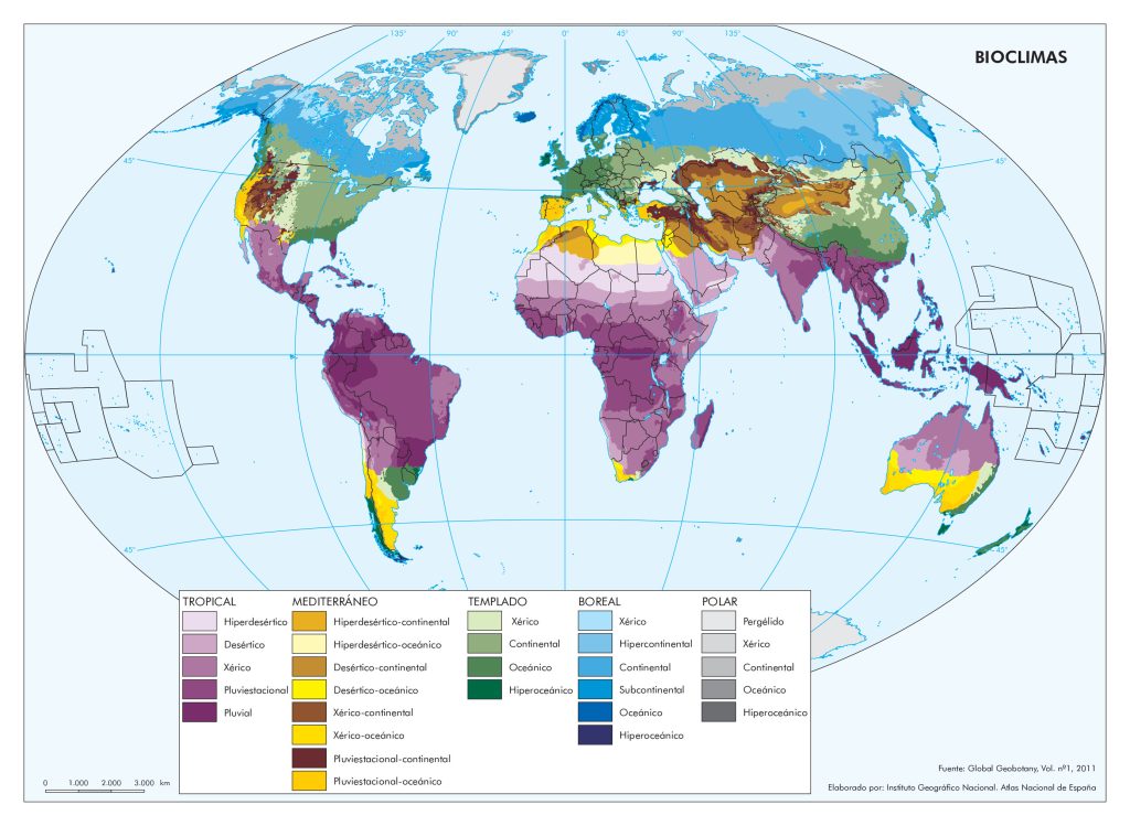 Mapa de bioclimas en el mundo.