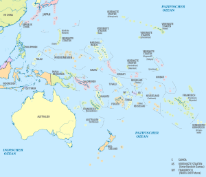 Países, territorios y dependencias de Oceanía.