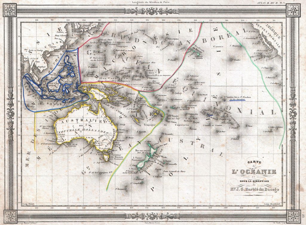 Mapa de Oceanía de 1852.